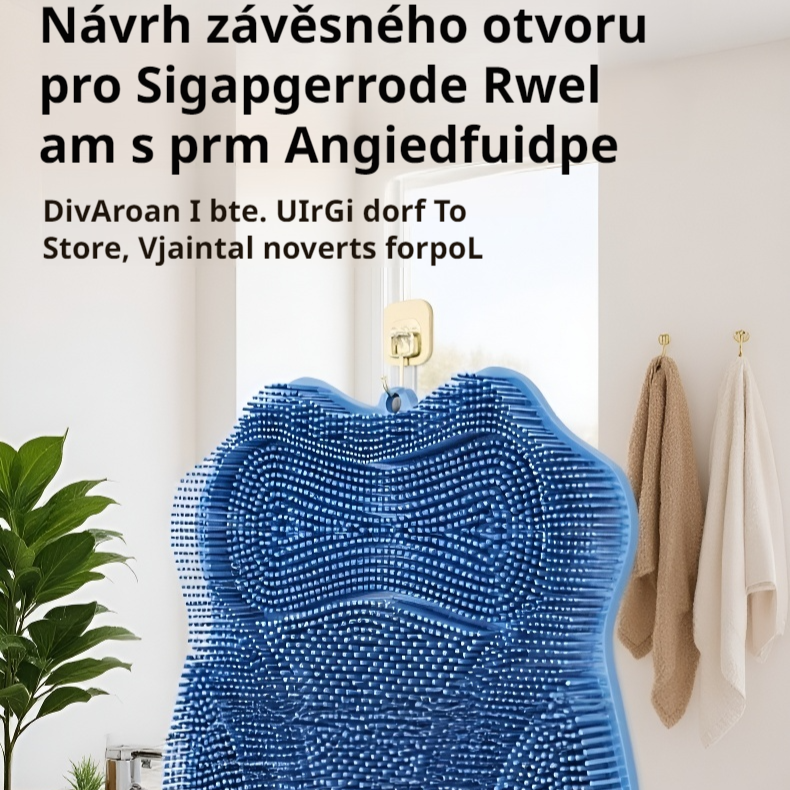 Silikonová lenošná koupací kartáč na záda a podložka na mytí nohou