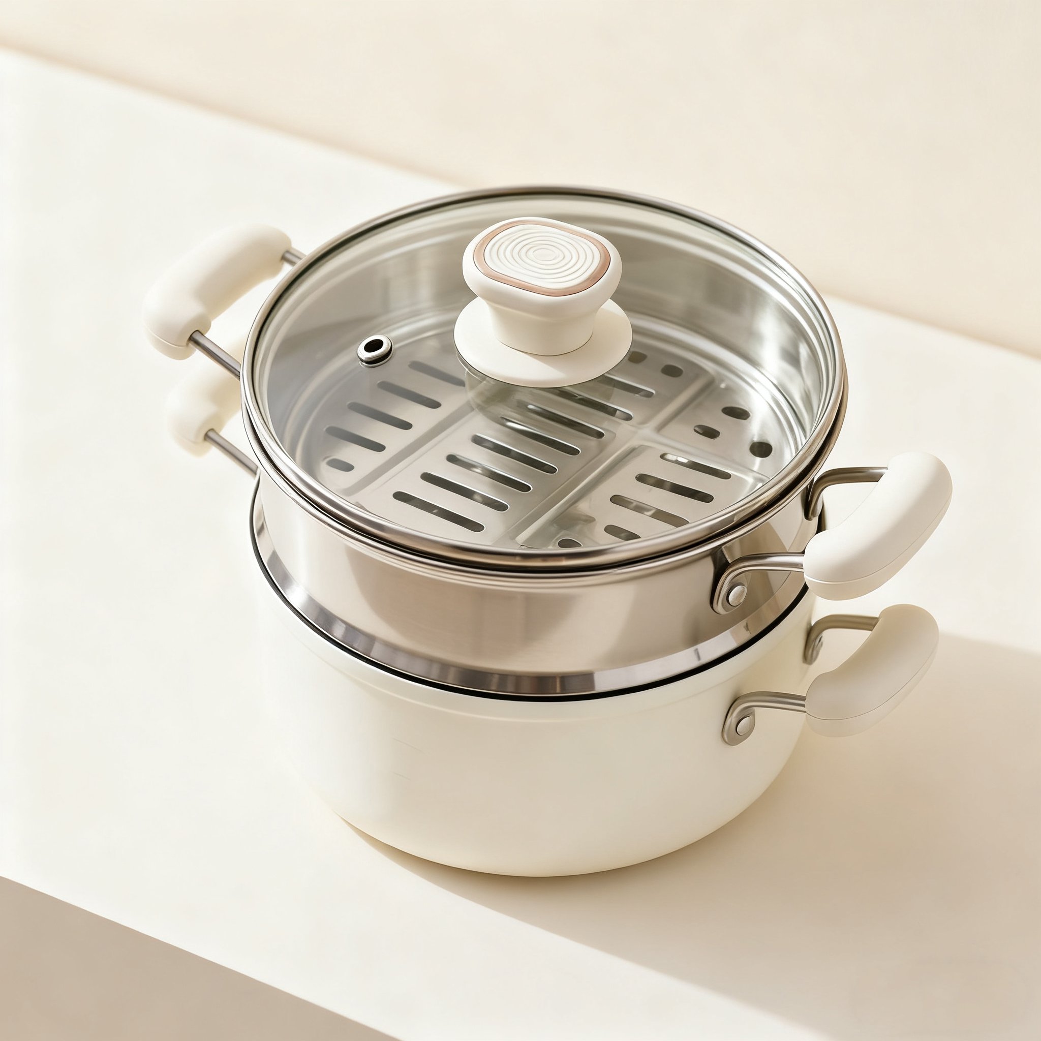 밀크화이트 2층 스팀냄비