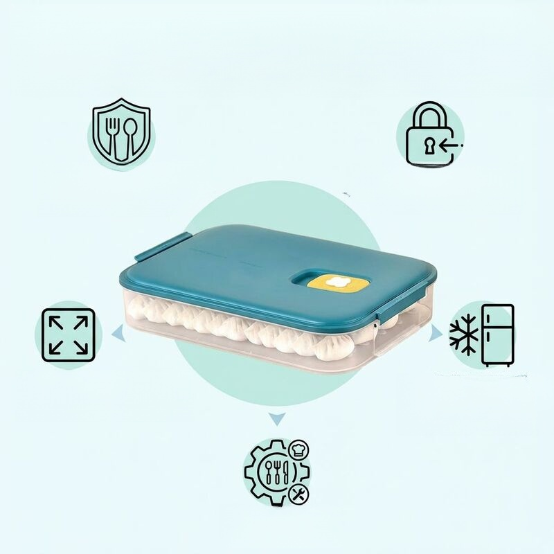 Large Capacity Sealed Crisper, Food-Grade Freezer Storage Box for Kitchen