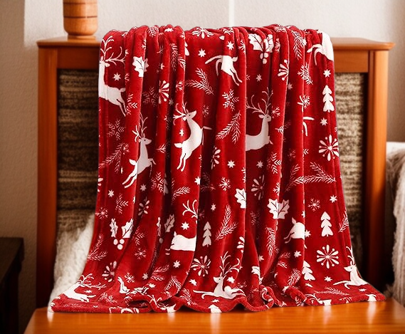 Sofa Flannel Cover Blanket Blanket Holiday Christmas Flannel Burgundy