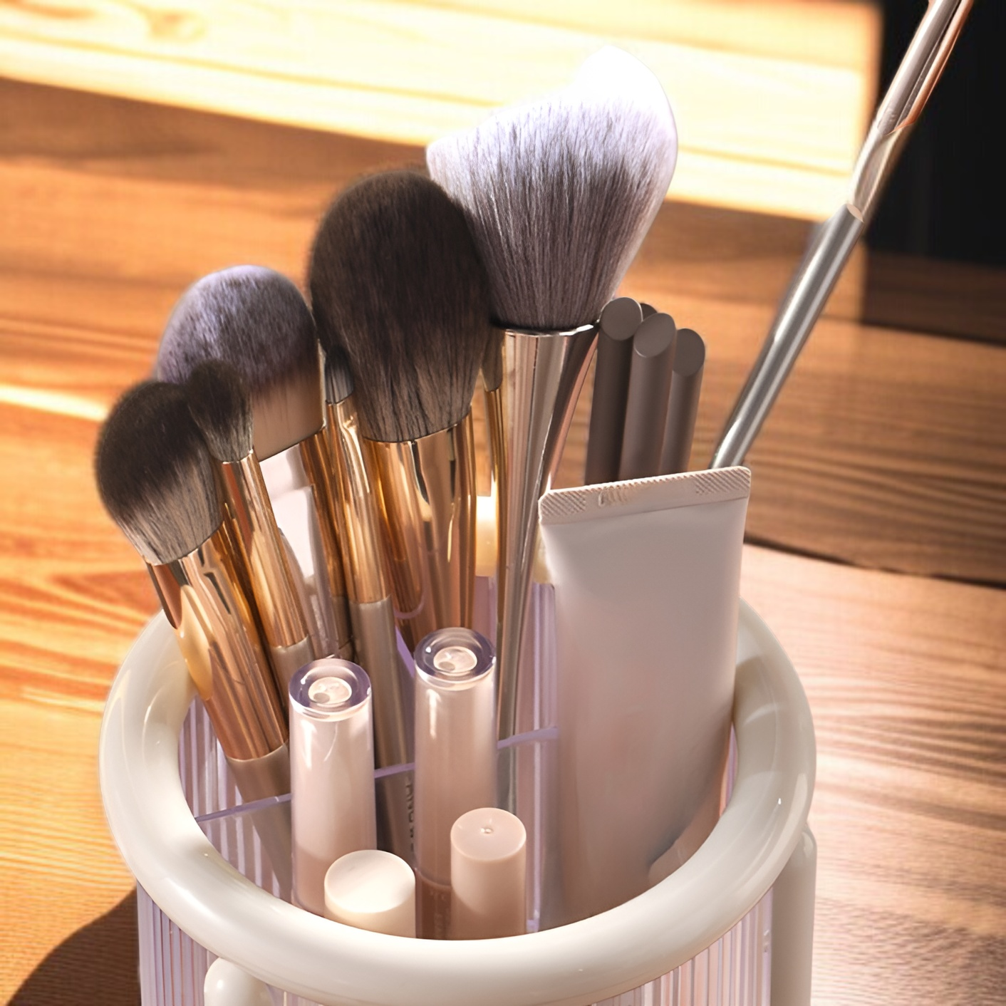 極シンプルメイクブラシ収納バケツ