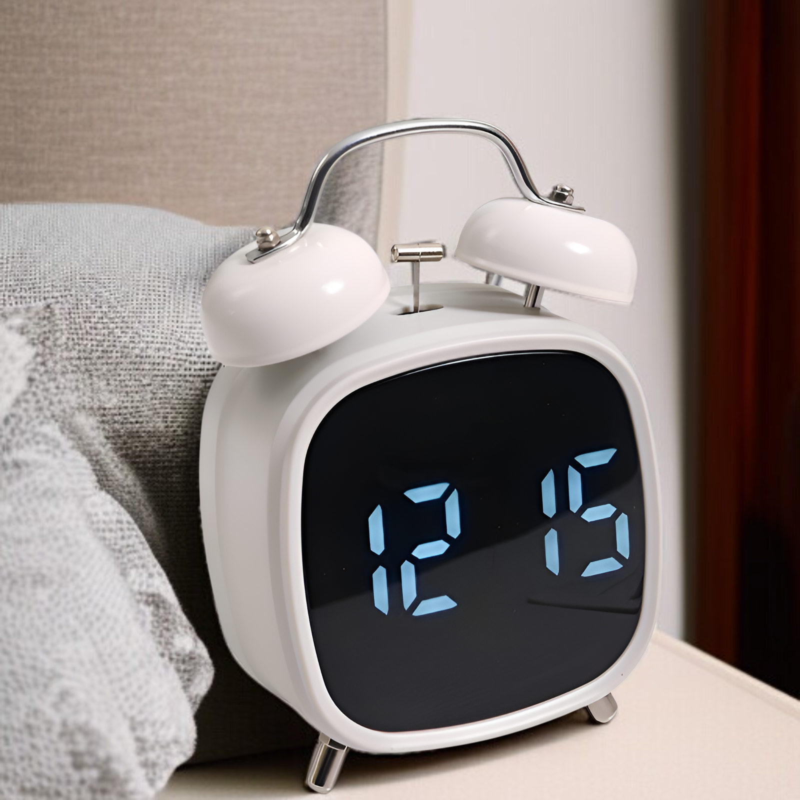 Creative high volume metal strong bell clock LED clock difficult to get up multifunctional clock