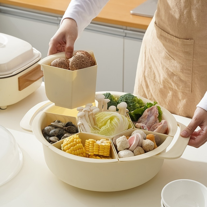 จานแบ่งหลายฟังก์ชันสำหรับใส่อาหารและหม้อ