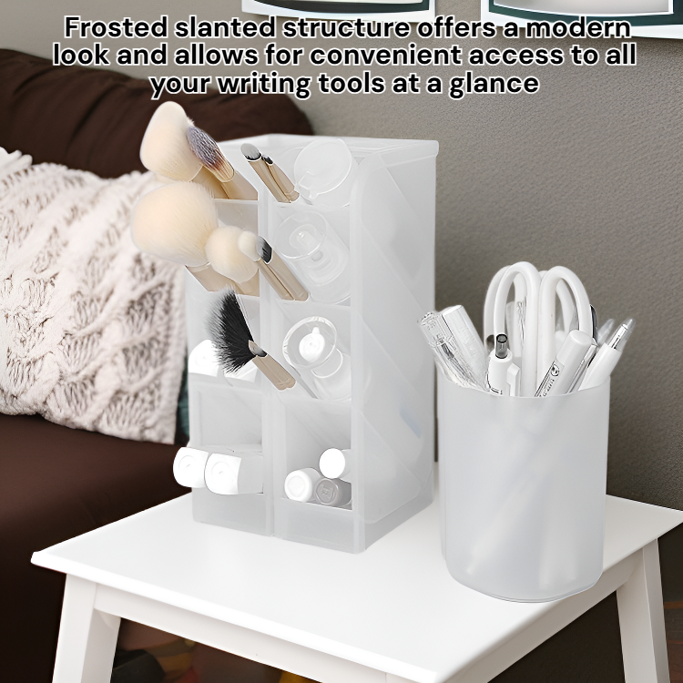 Large Capacity Frosted Slanted Pen Holder, Student Desktop Storage Box