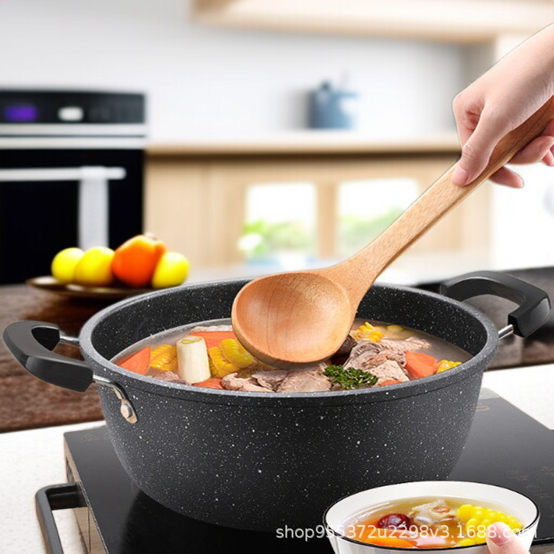 Household soup pot Double ear large capacity nonstick pot Party hot pot soup pot McRib soup pot
