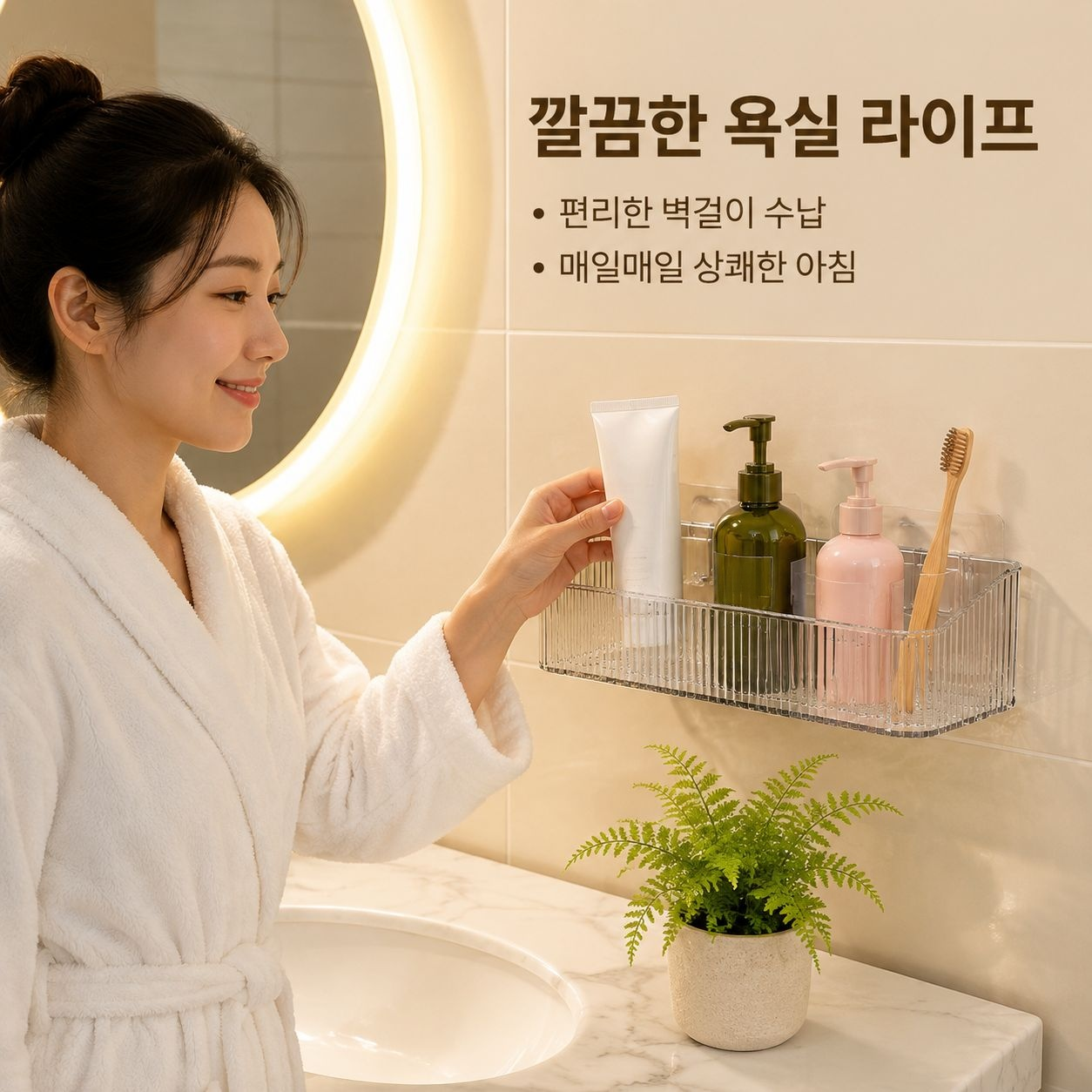 욕실 투명 물빠짐 박스 다기능 수납 선반