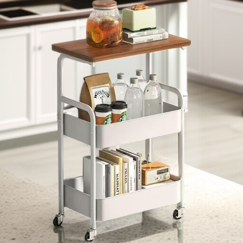 Movable rack for home bedroom living room with pulleys and table trolley simple multi-layer snack st