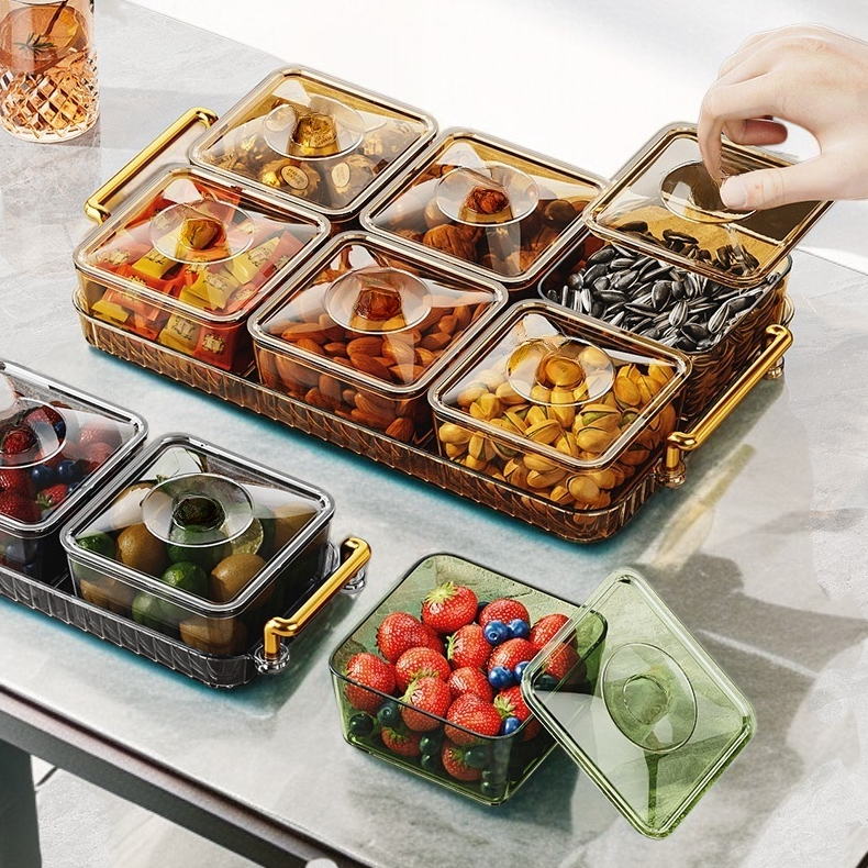 다기능 플라스틱 과일 캔디 접시 뚜껑 포함