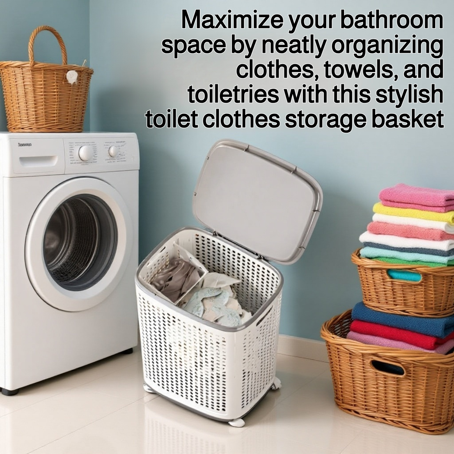 Toilet clothes storage basket