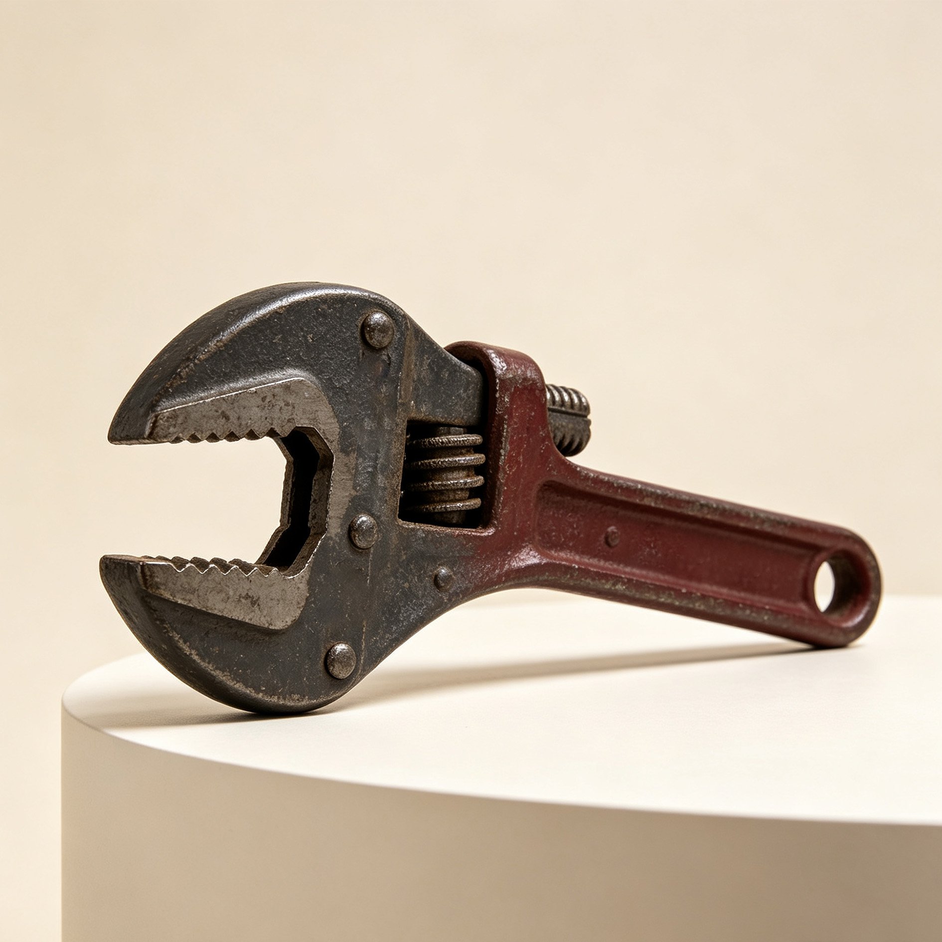 Retro Red Handle Adjustable Wrench