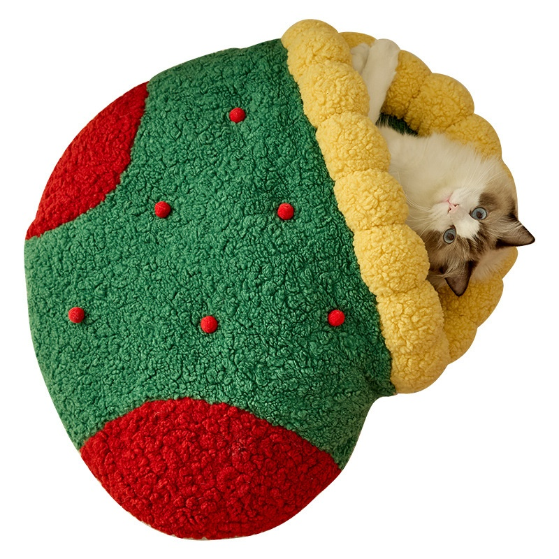 Katzenbett Weihnachten, dick gefüttert und warm für Katzen
