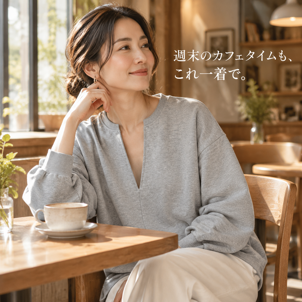 レディース春秋冬日本風Vネックカジュアルスウェット