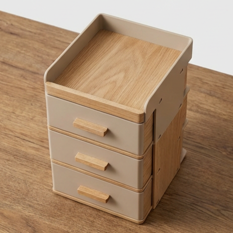 다양한 문구류가 정리된 데스크 타워