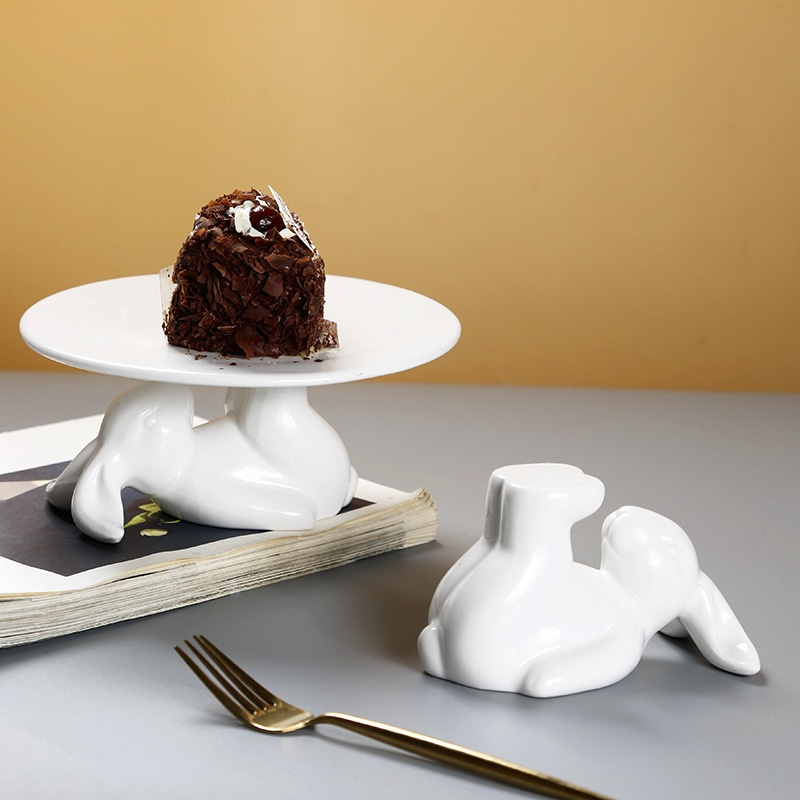 Ceramic Rabbit Shaped Snack & Fruit Plate