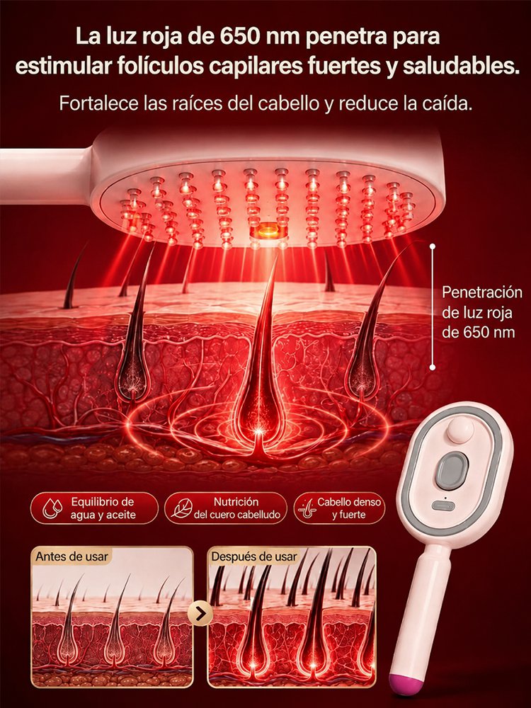 ¡Peine multifuncional con aceite esencial de luz roja!