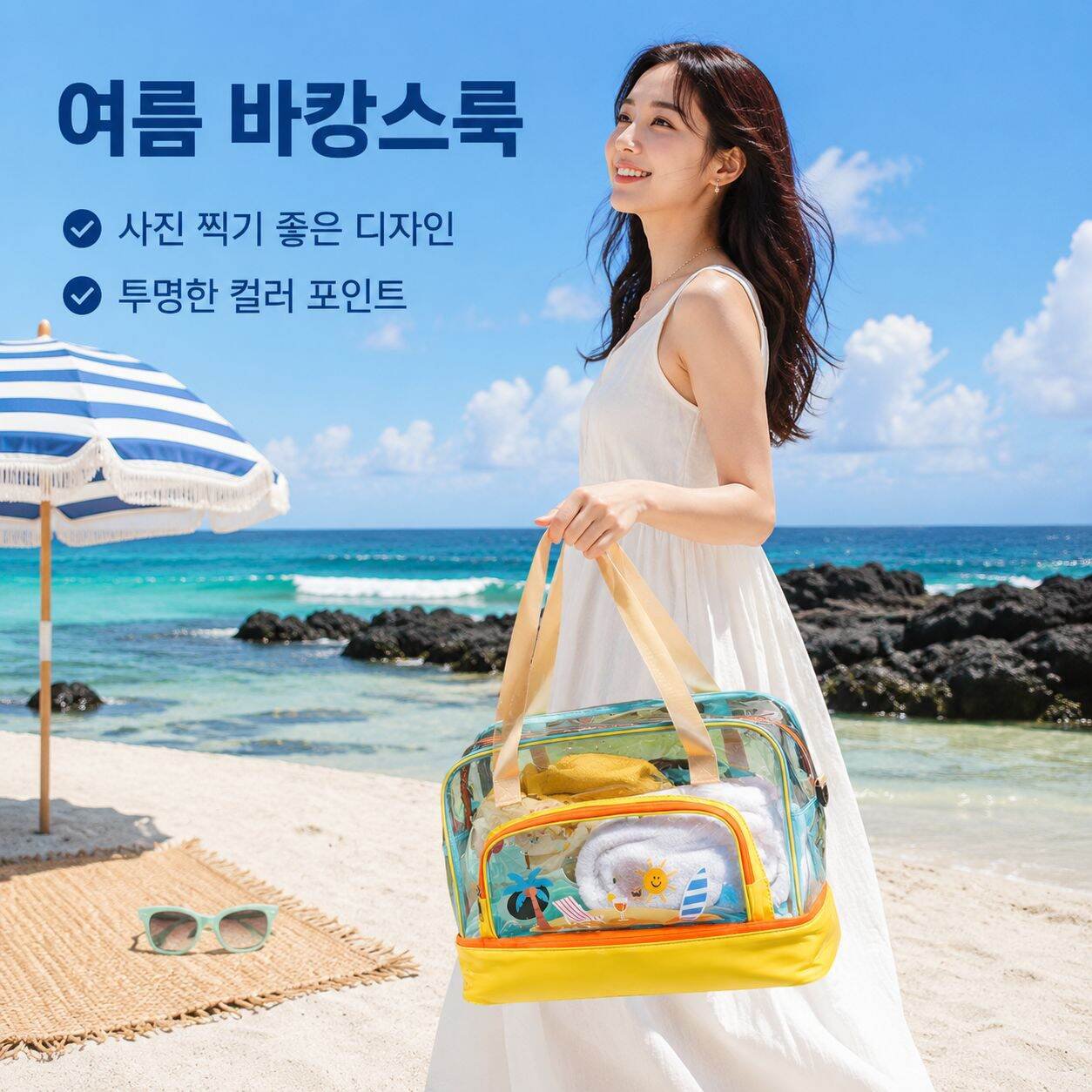 여성 피트니스 목욕 건습 분리 핸드백 아동 방수 투명 수납백