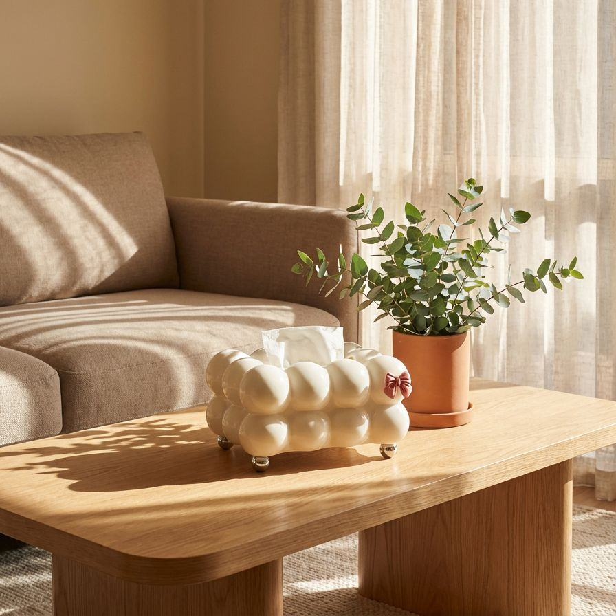 Home living room cream-colored tissue box