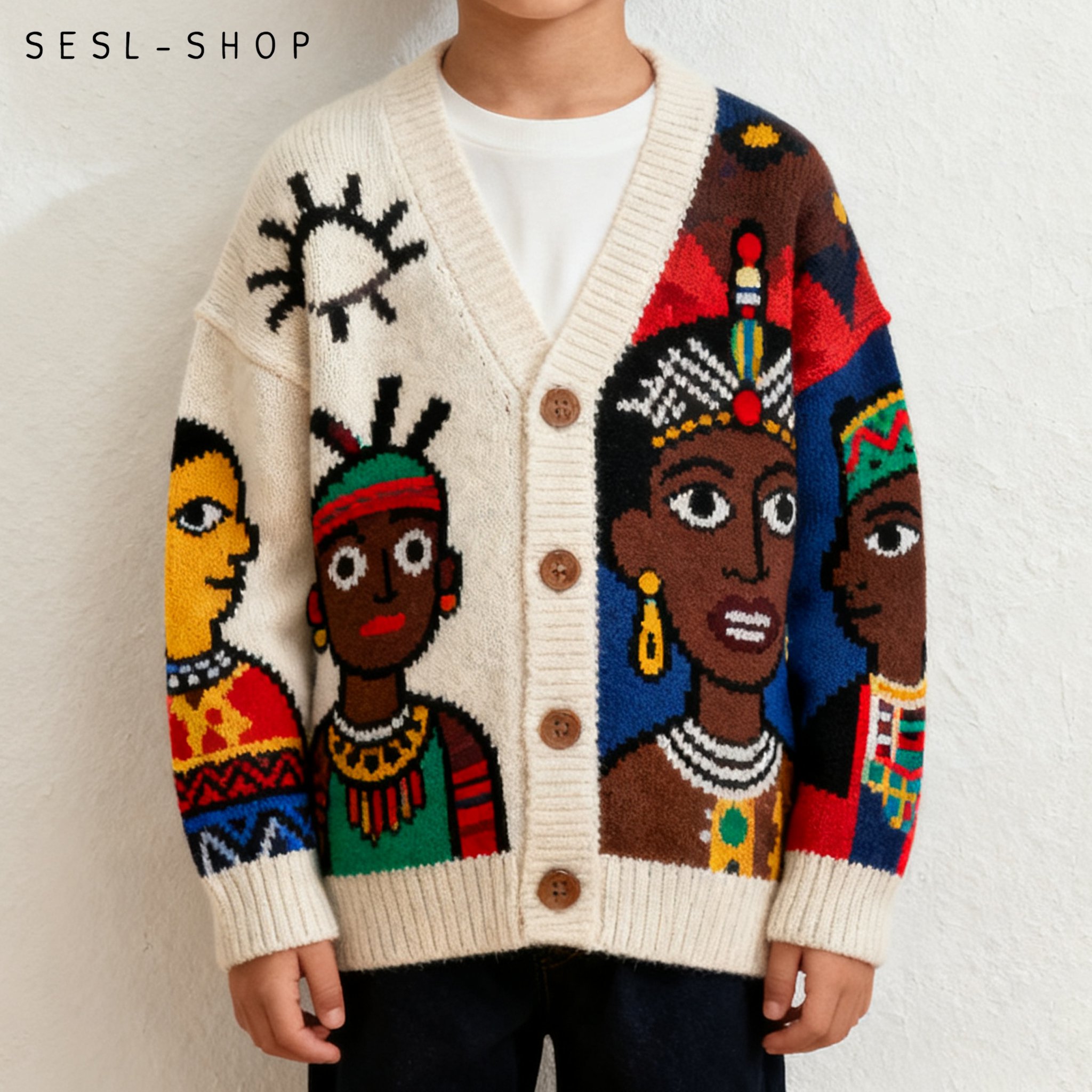 เสื้อคาร์ดิแกนถักลายการ์ตูนน่ารัก