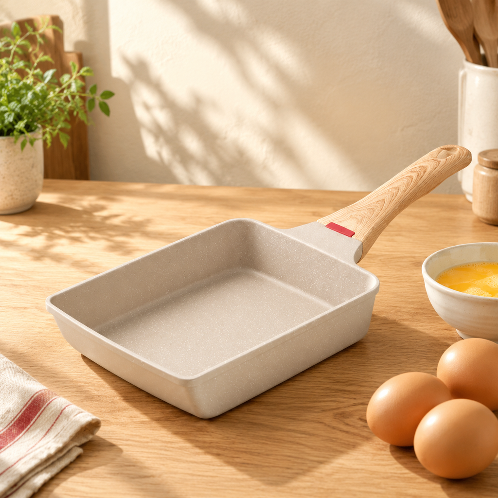 Quadratische Pfanne für Tamagoyaki (japanische Austernrolle)