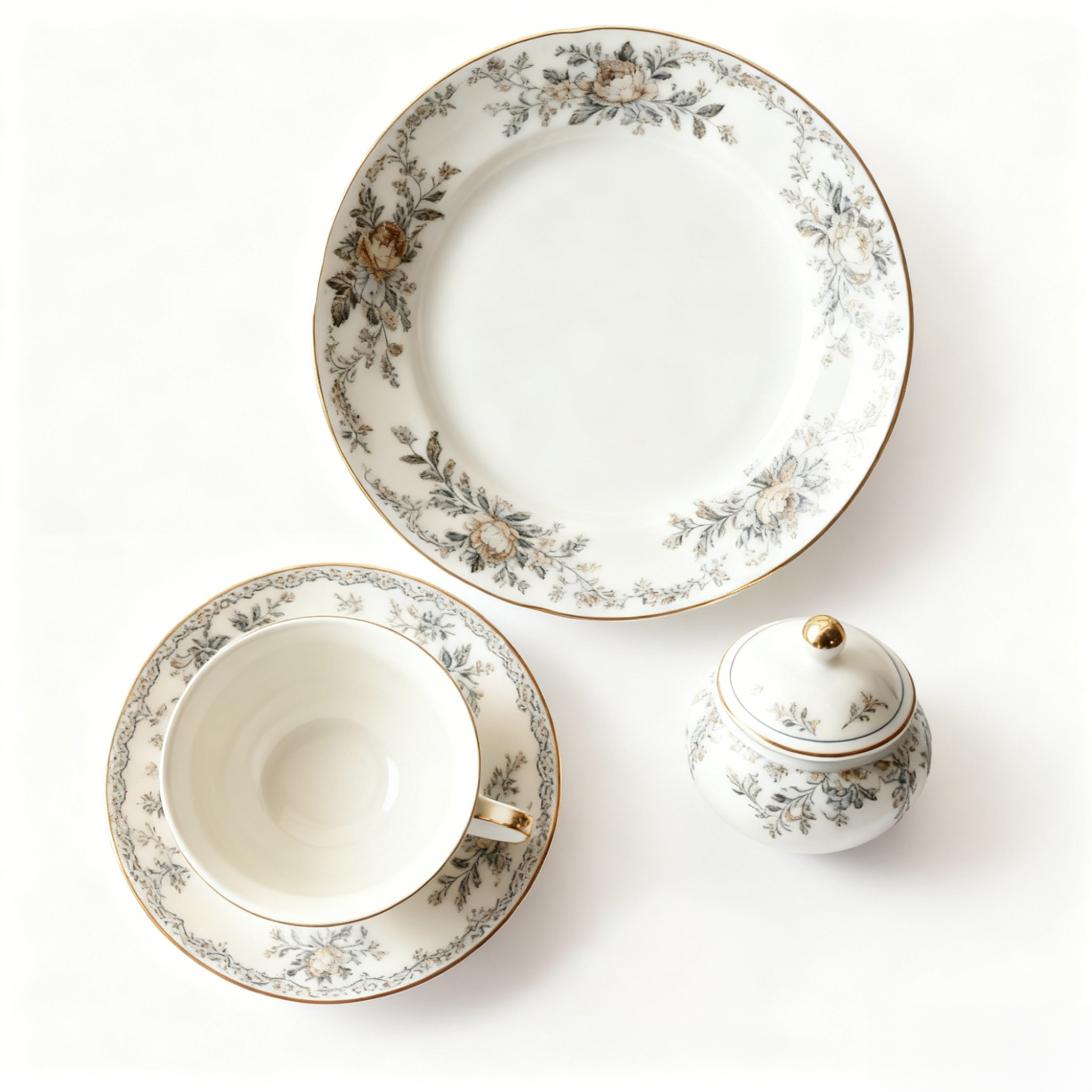  เซตจานชามมีลวดลายสวยงาม (2 เซต)