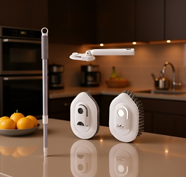 회전식 브러시의 세밀한 청소 장면