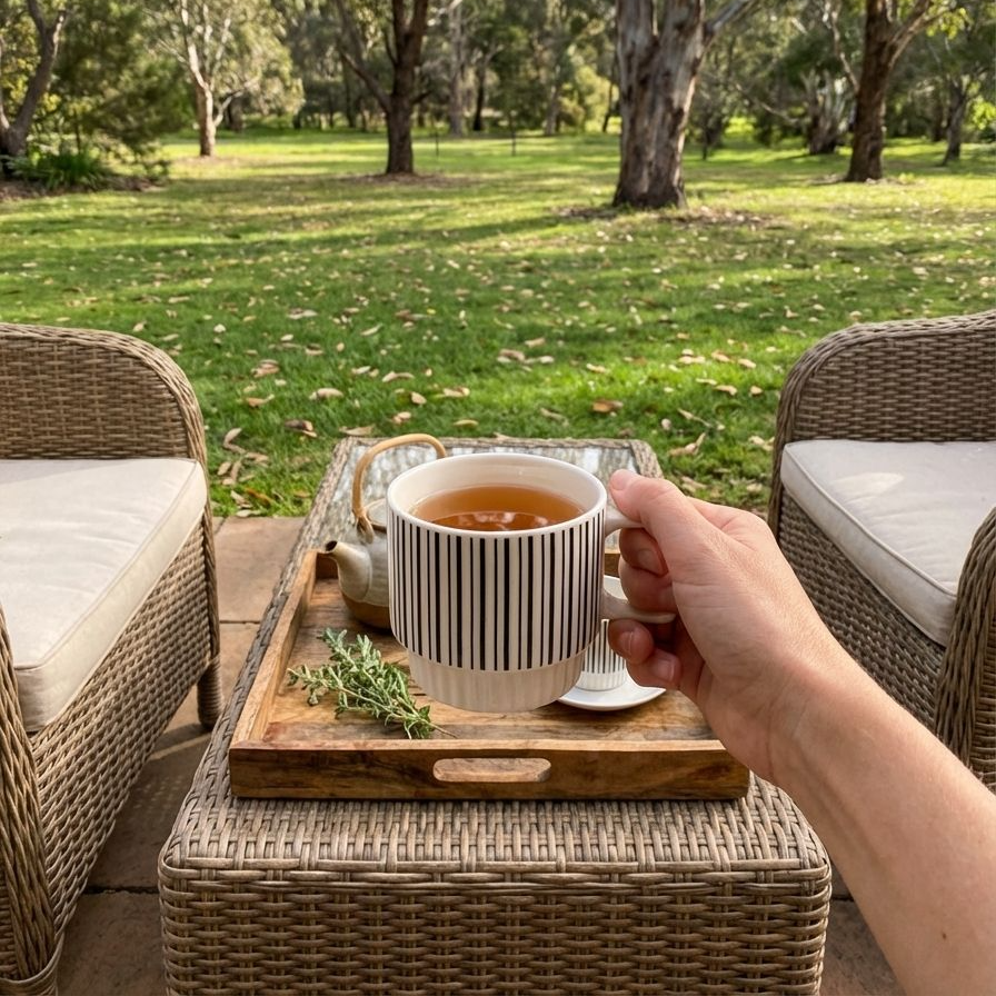 ギフト用白黒陶器コーヒーカップのラッピング例