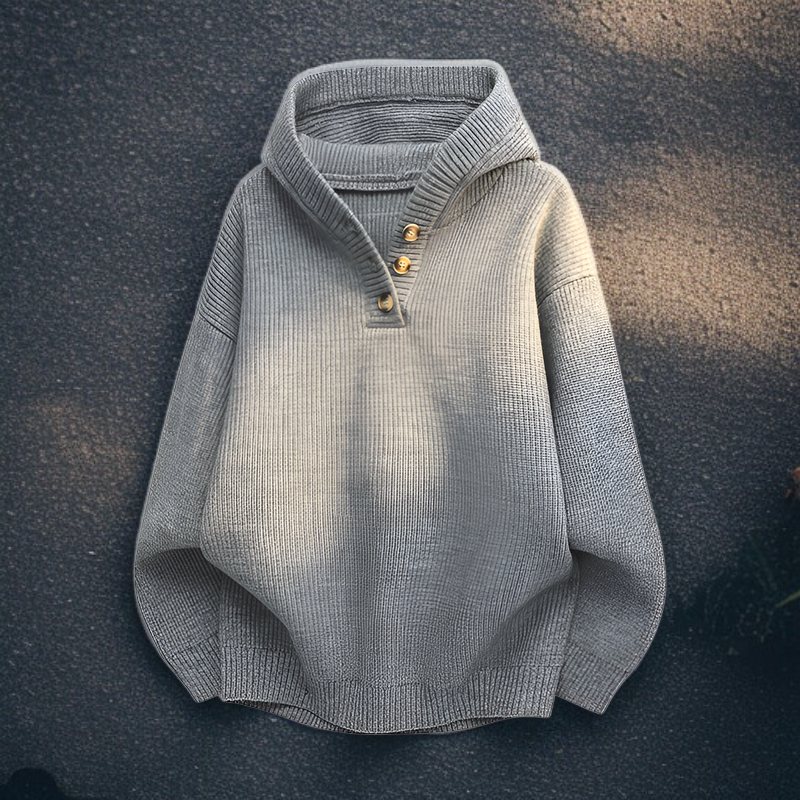 メンズ クロスボーダー トレードセーター 2025年秋冬新作 若々しくエネルギッシュなゆったりフード付きプルオーバー 厚手ニットセーター