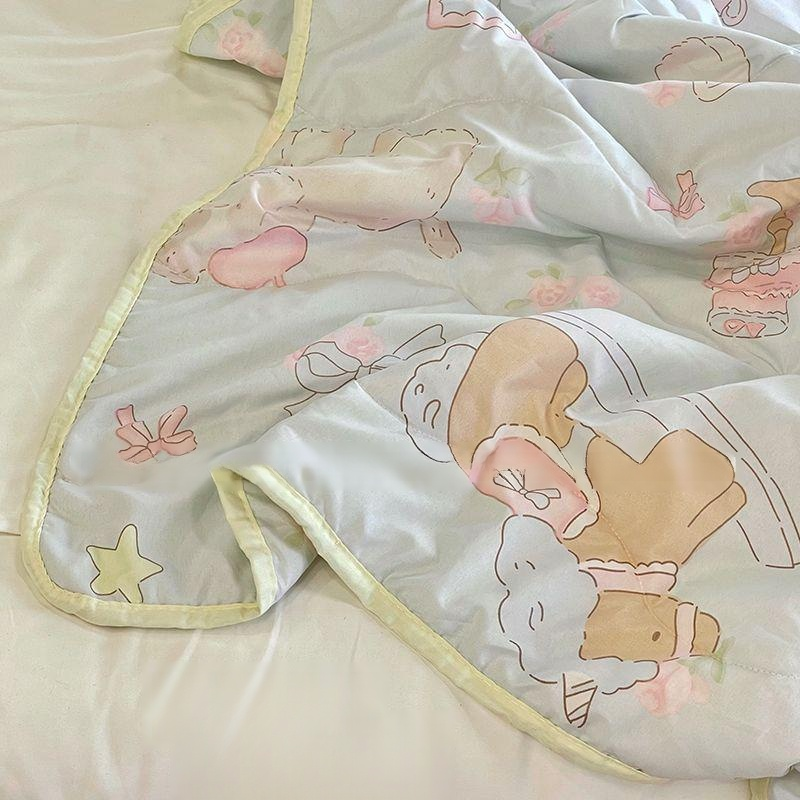 Summer Thin Blanket for Students, Cute Puppy Pattern for Dormitory