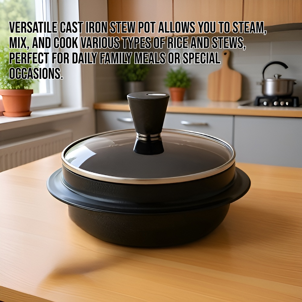 Multi use steamed rice mixed with rice cast iron stew pot