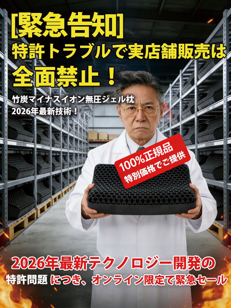  百貨店撤去品の在庫処分につき、完売次第終了！竹炭＋マイナスイオン配合の低反発枕（ペクチン入りジェル）
