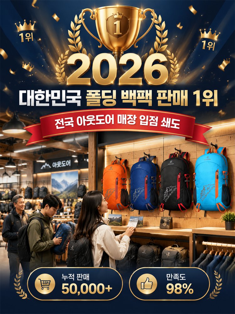 독일산 접이식 휴대용 방수 아웃도어 여행·등산 배낭