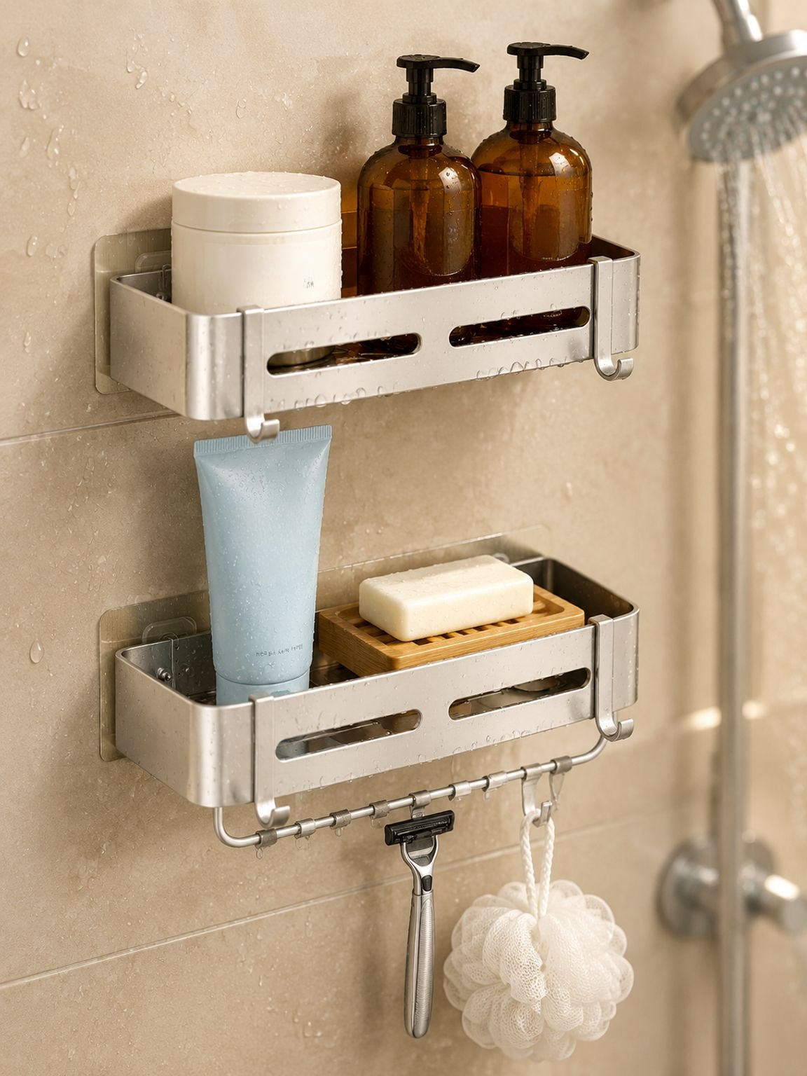 2-Tier Wall-Mounted Shower Organizer