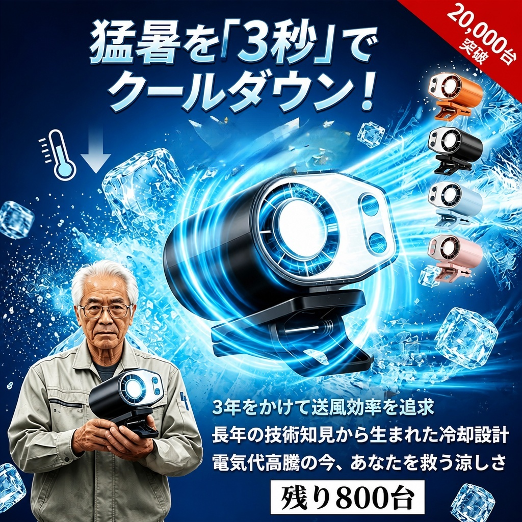 携帯型超冷感ワイヤレスミニエアコン。車内、首掛け、キャンプ、通勤に万能対応！
