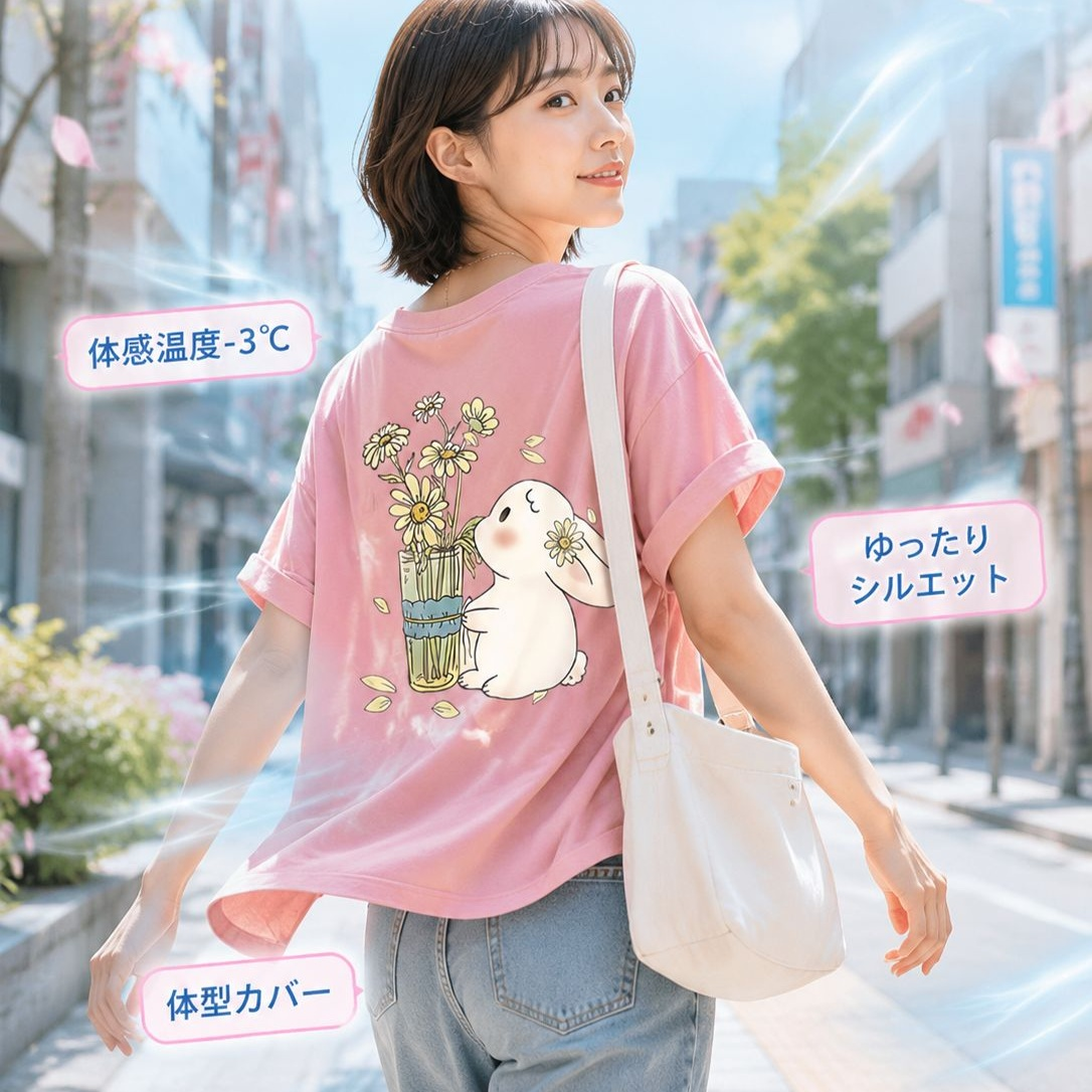 カジュアルな女性用ゆったりコットンTシャツ