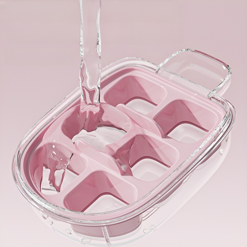 แม่พิมพ์น้ำแข็งแบบกดมือ เกรดอาหาร พร้อมฝา