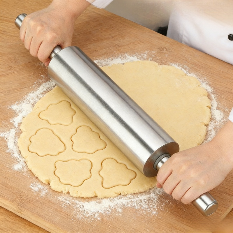 304 Stainless Steel Dough Rolling Pin 47*7.6cm