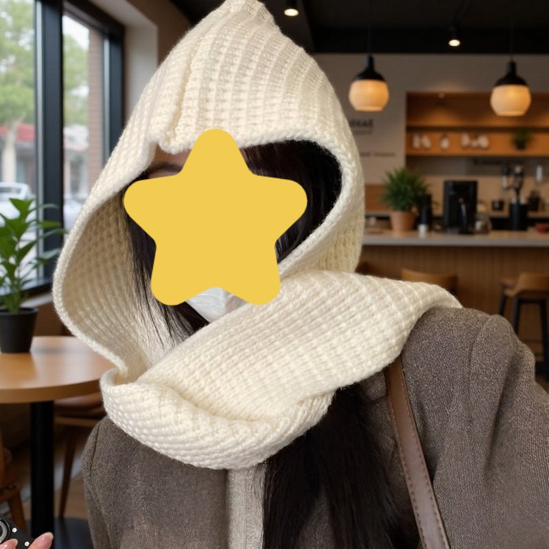 Bufanda con capucha y gorro integrado para mujer, diseño sencillo, moda y protección contra el frío