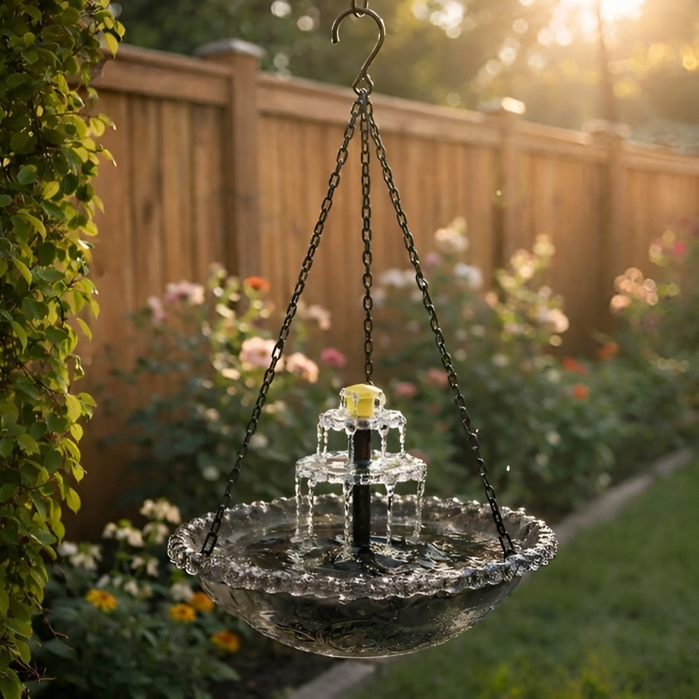 Hanging Outdoor Bird Feeder Decorative Bath Basin, Balcony Garden Hummingbird Feeder