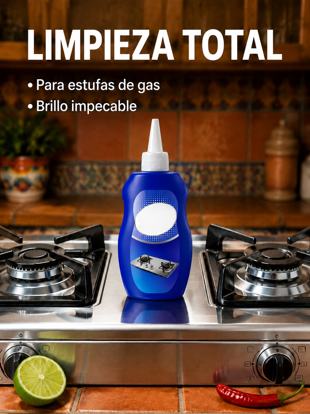 Aplicación del limpiador en una parrilla de gas oxidada
