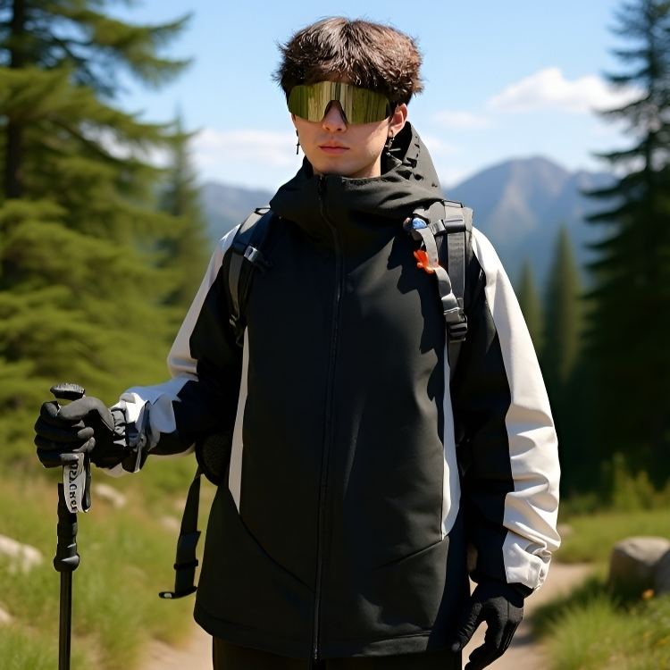 남자 얇은 바람막이 재킷 앞면 모습