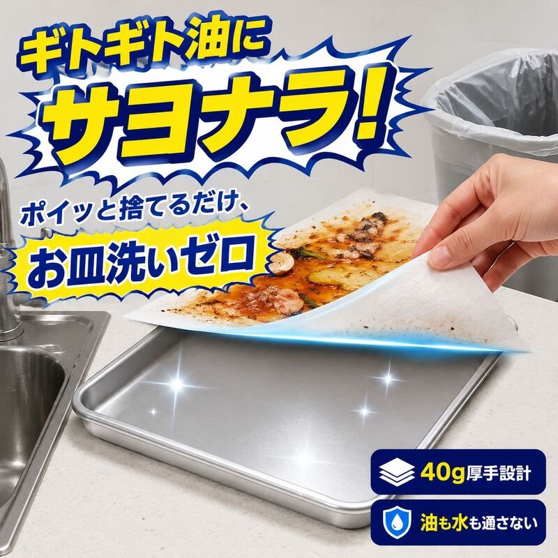 バーベキュー・ベーキング専用油吸収シート トレイ用