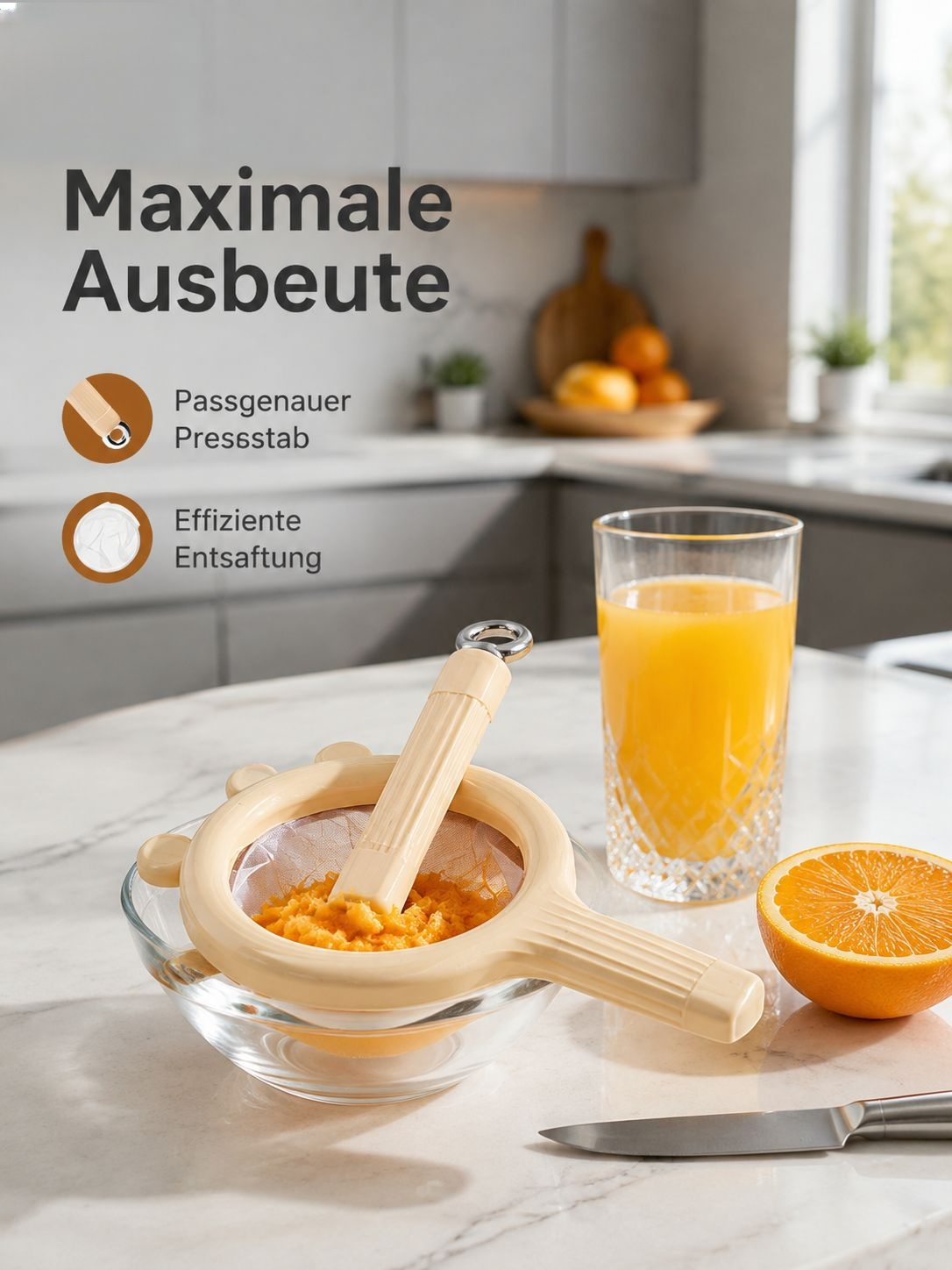 Praktisches Küchensieb für Smoothies und Säfte