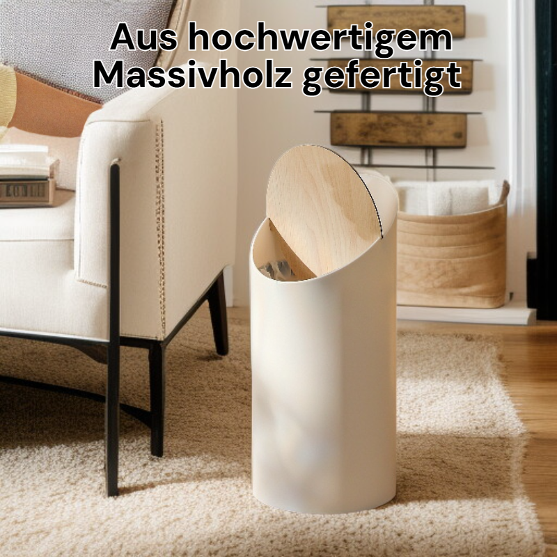 Minimalistischer runder Mülleimer aus Massivholz für den Hausgebrauch