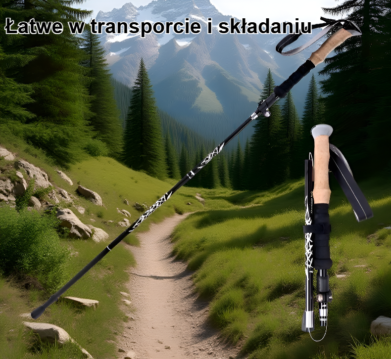 Regulowane kijki trekkingowe na szlaku górskim