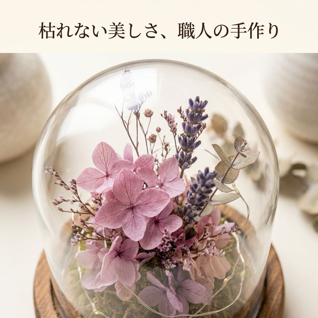 保存花とドライフラワーのガラスドーム