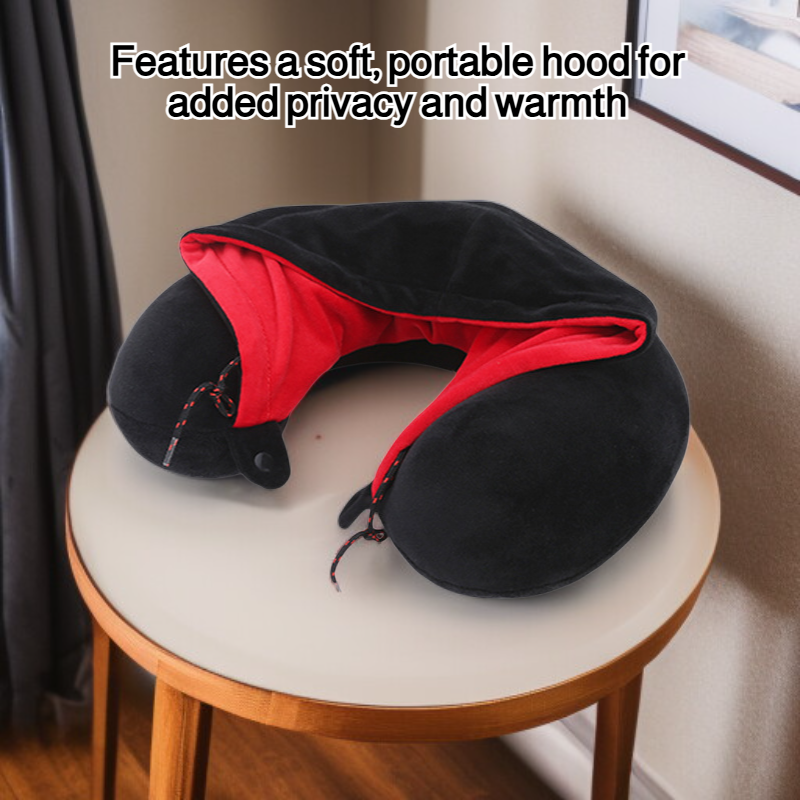 Memory foam hooded U-shaped pillow