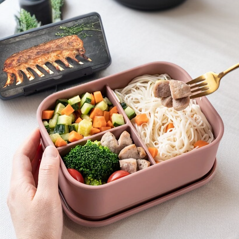 1個入りシリコンランチコンテナ、密閉式、滑り止め設計、安全性抜群