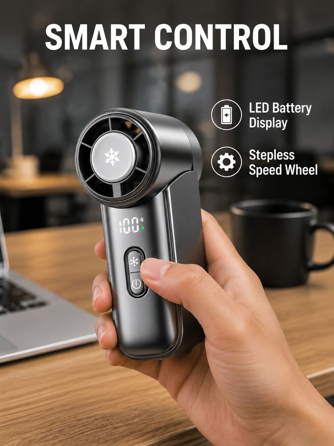 Cooling fan with stepless speed control and rechargeable outdoor portable high-speed handheld fan