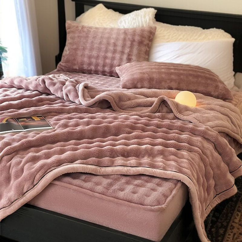 Ropa de cama de terciopelo burbuja con sábana simple y colchón mullido
