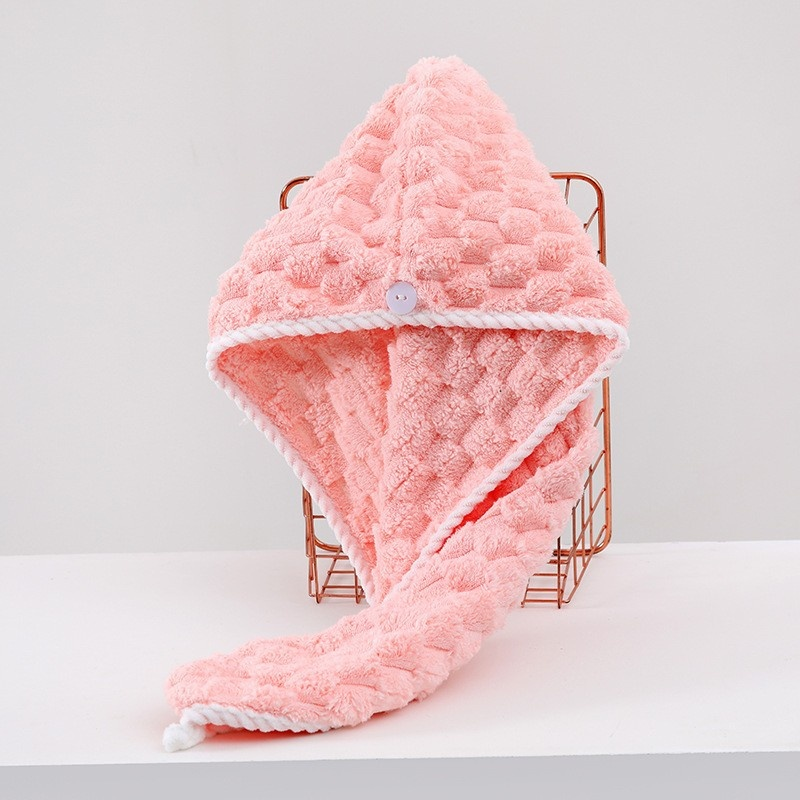 Ladies’ Thick Coral Fleece Absorbent Quick-Drying Hair Drying Cap